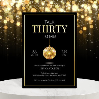 Black and Gold Talk 30 zu mir 30. Geburtstag Folieneinladung