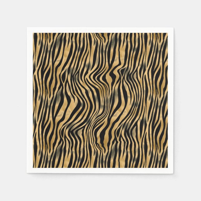 Black and Gold Tiger Strippapier Serviette (Vorderseite)