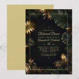 Black and Gold Tropical Probe Dinner Einladung