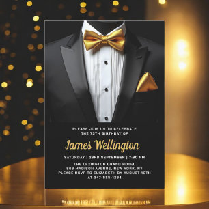 Black and Gold Tuxedo Geburtstagsveranstaltung Einladung