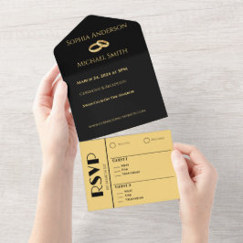 Black and Gold-We Do-Wedding Rings- All In One Einladung
