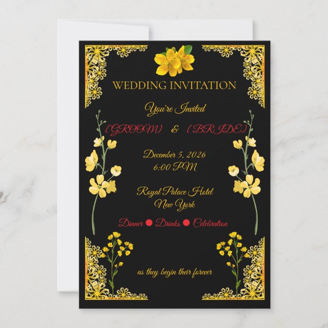 Black and Gold Wedding Invitation (Devant)