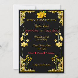 Black and Gold Wedding Invitation Einladung