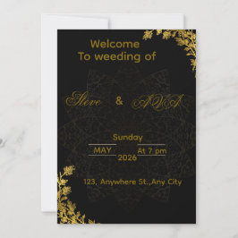 Black and Gold Wedding Invitation | Elegant Luxury Einladung