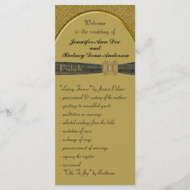 Black and Gold Wedding Program Rack Card Programm