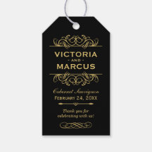 Black and Gold Wedding Wine Bottle Monogram
