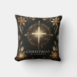 Black and Gold Weihnachten Segnungen Kissen