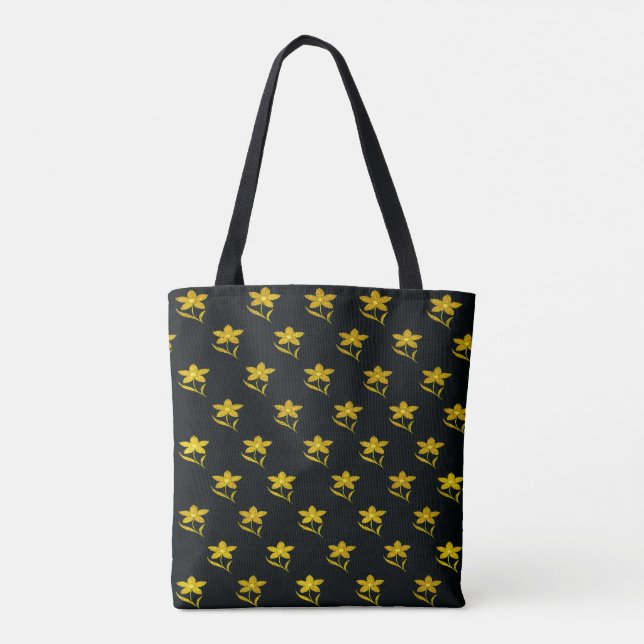 Black and Golden Floral  Tasche (Rückseite)