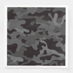Black and Gray Camouflage Paper Dinner Napkins Serviette