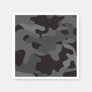 Black and Gray Camouflage Paper Napkins Serviette