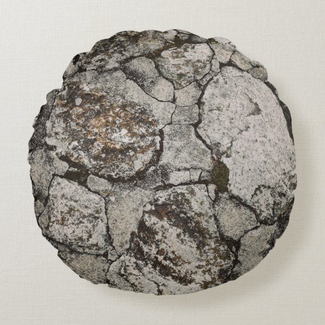 Black and gray stone fragment rundes kissen (Vorderseite)