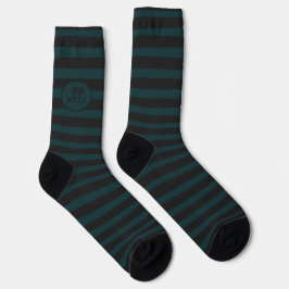 Black and green stripes with your initials socken