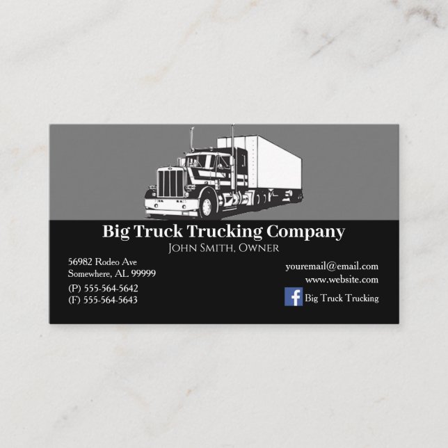 Black and Grey Trucking Company Visitenkarte (Vorderseite)