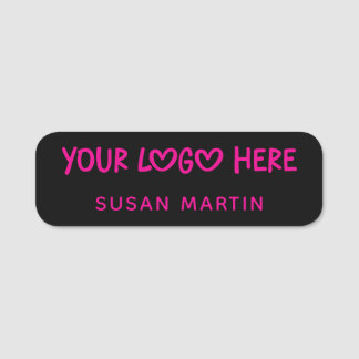 Black and Hot Pink One Line Business Logo Namensschild