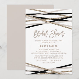 Black and Ivory Streamers Brautparty Einladung