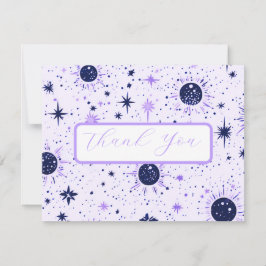 Black and Lila Celestial Wedding Danke Card
