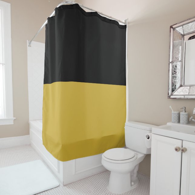 Black and Metallic Gold Modern Elegant Duschvorhang (Beispiel)