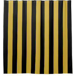 Black and Metallic Gold Vertical Striped Stylish Duschvorhang