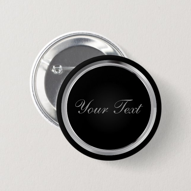 Black and Metallic Silver with DIY Text Button (Vorne & Hinten)