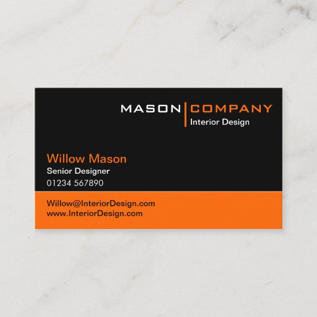 Black and Orange Corporate Business Card Visitenkarte (Vorderseite)