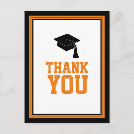 Black and Orange Graduation Party Danke Postkarte