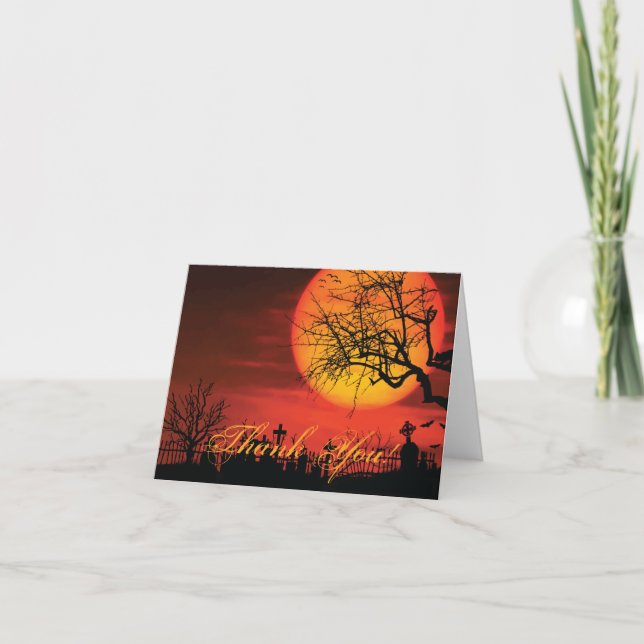 Black and Orange Halloween Danke Cards (Vorderseite)