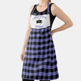 Black and Periwinkle Cook Buffalo Kariertes Muster Schürze