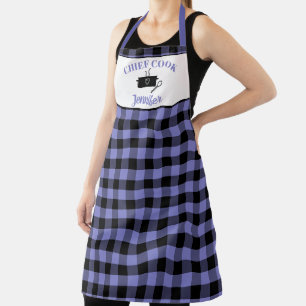 Black and Periwinkle Cook Buffalo Kariertes Muster Schürze