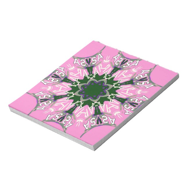 Black and pink Cute Floral Fashion design Notizblock (Rotiert)