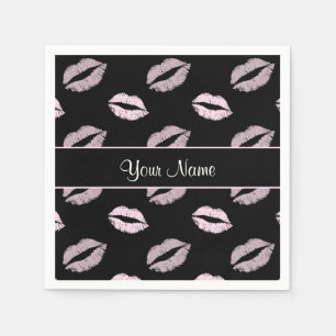 Black and Pink Kisses Serviette