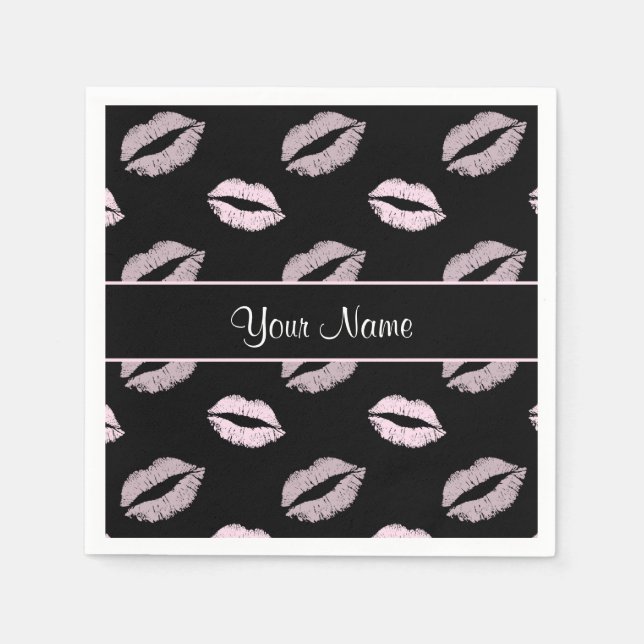 Black and Pink Kisses Serviette (Vorderseite)