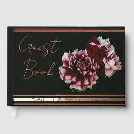 Black and Pink Peonies Wedding Foil Gästebuch