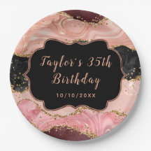 Black and Pink Sequins Agate Birthday