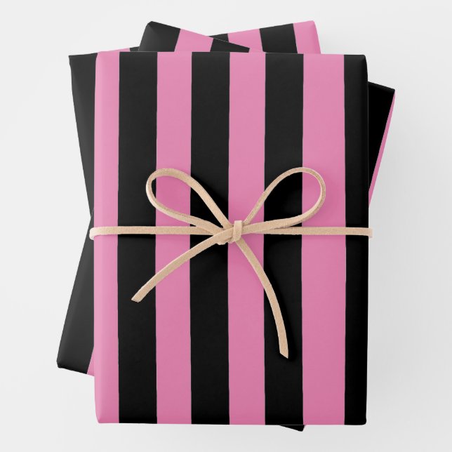 Black and Pink Stripes Geschenkpapier Set (Beispiel)