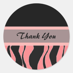 Black and Pink Zebra Print Vielen Dank Runder Aufkleber