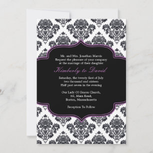 Black and Purple Damask Wedding Invitation Einladung