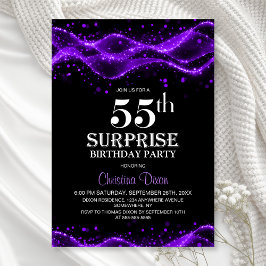 Black and Purple Surprise 55th Birthday Party Einladung