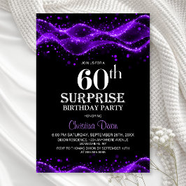 Black and Purple Surprise 60th Birthday Party Einladung