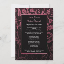 Black and Raspberry Damask Einladung