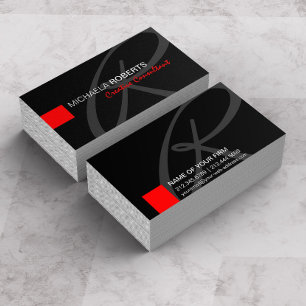 Black and Red Creative Consultant Elegante Monogra Visitenkarte