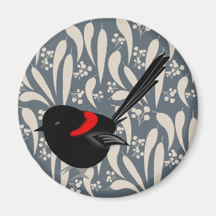 Black and Red Fairy Wren Magnet
