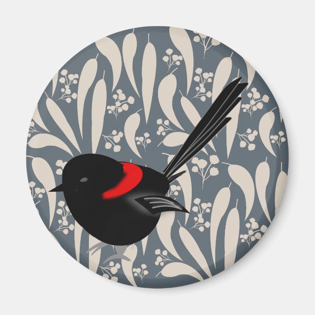 Black and Red Fairy Wren Magnet (Vorne)