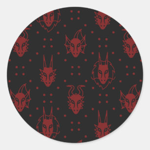 Black and Red Fantasy Dragon Diamond Pattern Runder Aufkleber
