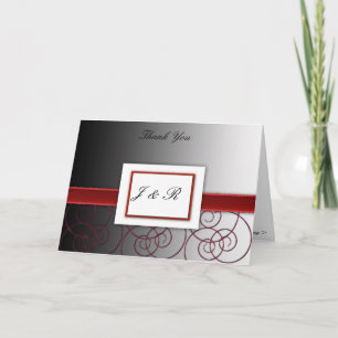 Black and red graduated weddding thank you card dankeskarte