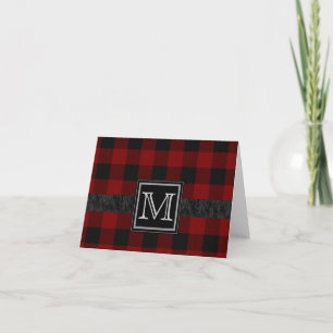 Black and Red Plaid Monogram