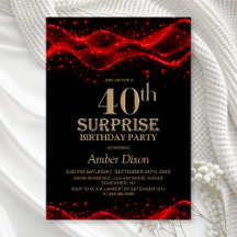 Black and Red Surprise 40th Birthday Party