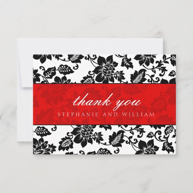 Black and Red Wedding Danke Card (Vorderseite)