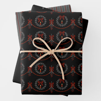 Black and Red Wreath Victorian Gothic Gift Wrap Geschenkpapier Set