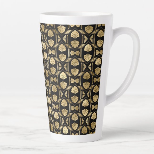  Black and Rose Gold Art Deco Large Latte Mug Milchtasse (Rechts)