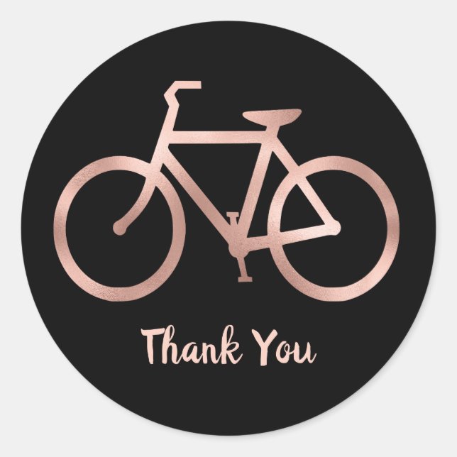Black and Rose Gold Bicycle Vielen Dank Runder Aufkleber (Vorderseite)